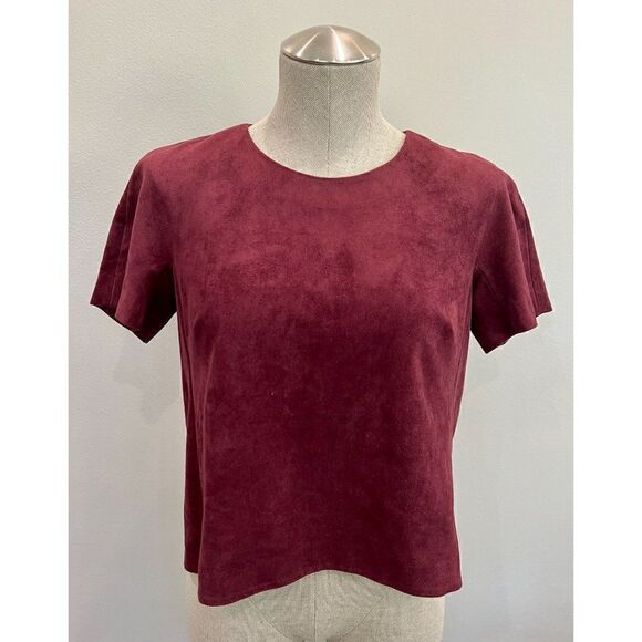 BCBGMAXAZRIA Mariko Faux Suede Short Sleeve Top in Dashing Plus Size XS - Picture 1 of 6